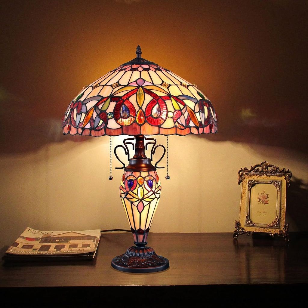 Dark Bronze 3 Light Double Lit Table Lamp 16" Shade U2118