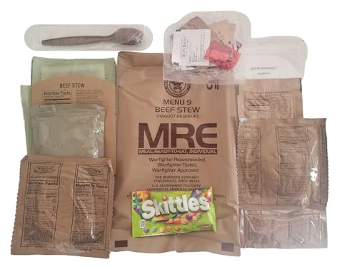 MRE Meal Ready to Eat with Entree, Snacks, Dessert, Drink Mix, Utensils, Condiments and FRH Q50821