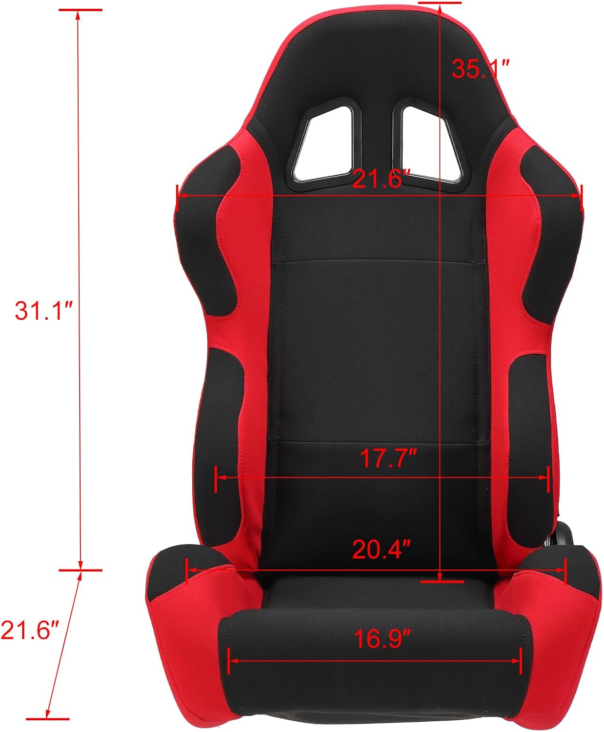 2Pcs Universal Fully Reclinable Nylon Racing Seats Double Slide Black and Red B2847