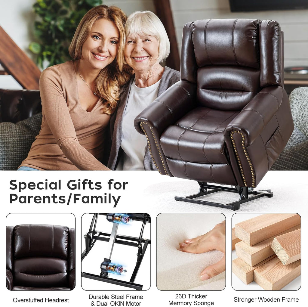 Brown Dual Motor Power Lift Recliner Chair with Massage and Heat Y485576