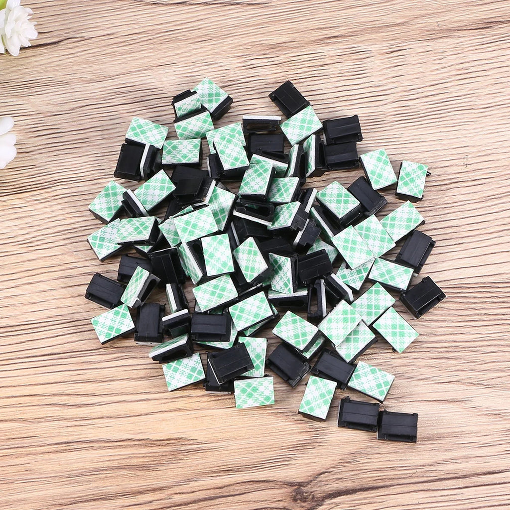 100pcs Black Adhesive Cable Clips Wire Cord Holders X3611