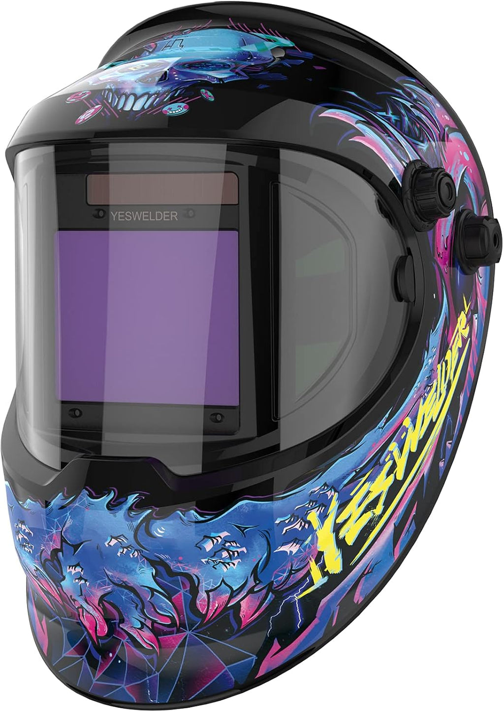 Large Viewing True Color Solar Powered Auto Darkening Welding Helmet with Side View, 4 Arc Sensor Wide Shade 4/5-9/9-13 Welder Mask M968