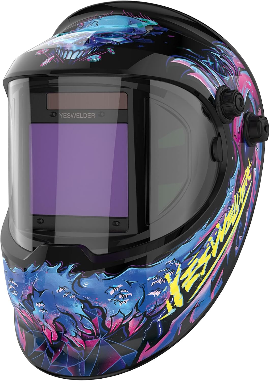 Large Viewing True Color Solar Powered Auto Darkening Welding Helmet with Side View, 4 Arc Sensor Wide Shade 4/5-9/9-13 Welder Mask M968