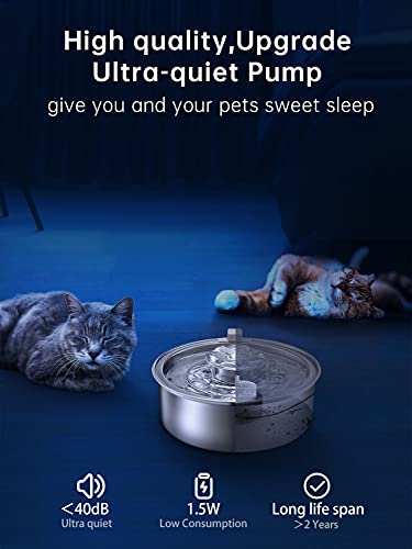Stainless Steel 2.0L Automatic Circulating Cat Water Fountain K196497