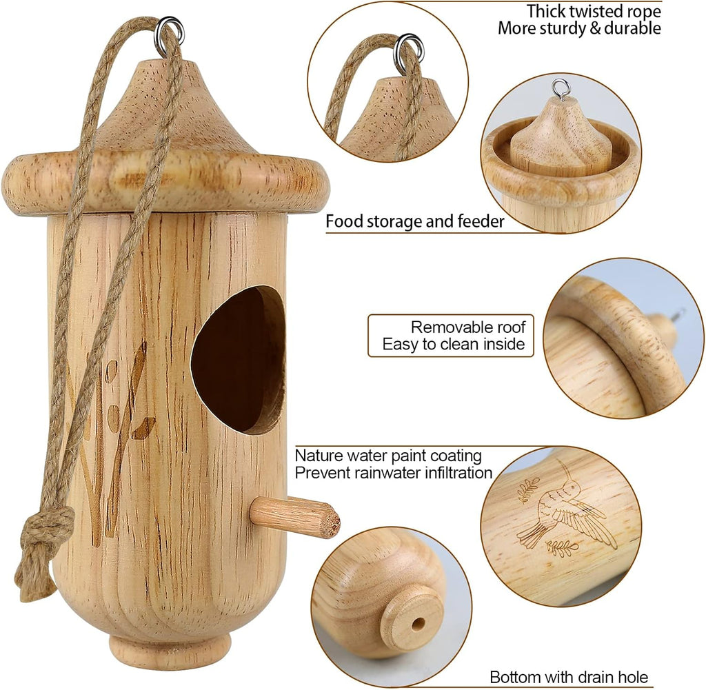 3 Pack Wooden Hummingbird House with Hemp Ropes K46140