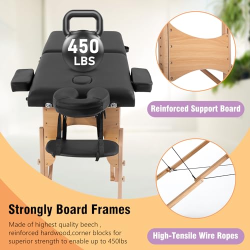 Portable Massage Table 28 inch Wide Height Adjustable Folding Spa Table with Non-Woven Bag L633503