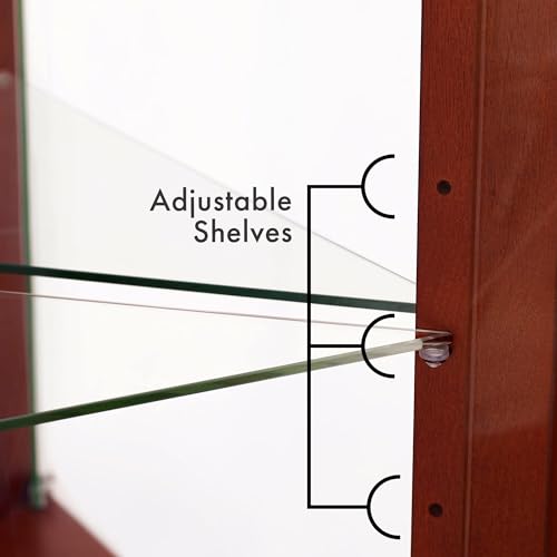 72" Tall Corner 6-Shelf Curio Cabinet with Tempered Glass Doors and Adjustable Storage Shelves (Cherry) N7638