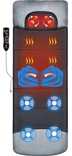 Full Body Massage Mat with Shiatsu Neck Massager, 3D Lumbar Traction, Back & Waist Heat, 4 Vibrating Motors N873