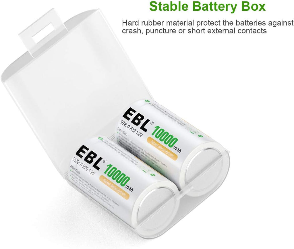D Cells 10000mAh Rechargeable Batteries (4 Counts) with Battery Charger Pack of 2 P703