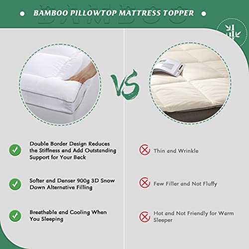 Twin XL Size Cooling Mattress Pad Cover Rayon from Bamboo Quilted Fitted Mattress Topper with 19 Inches Deep Pocket N2184