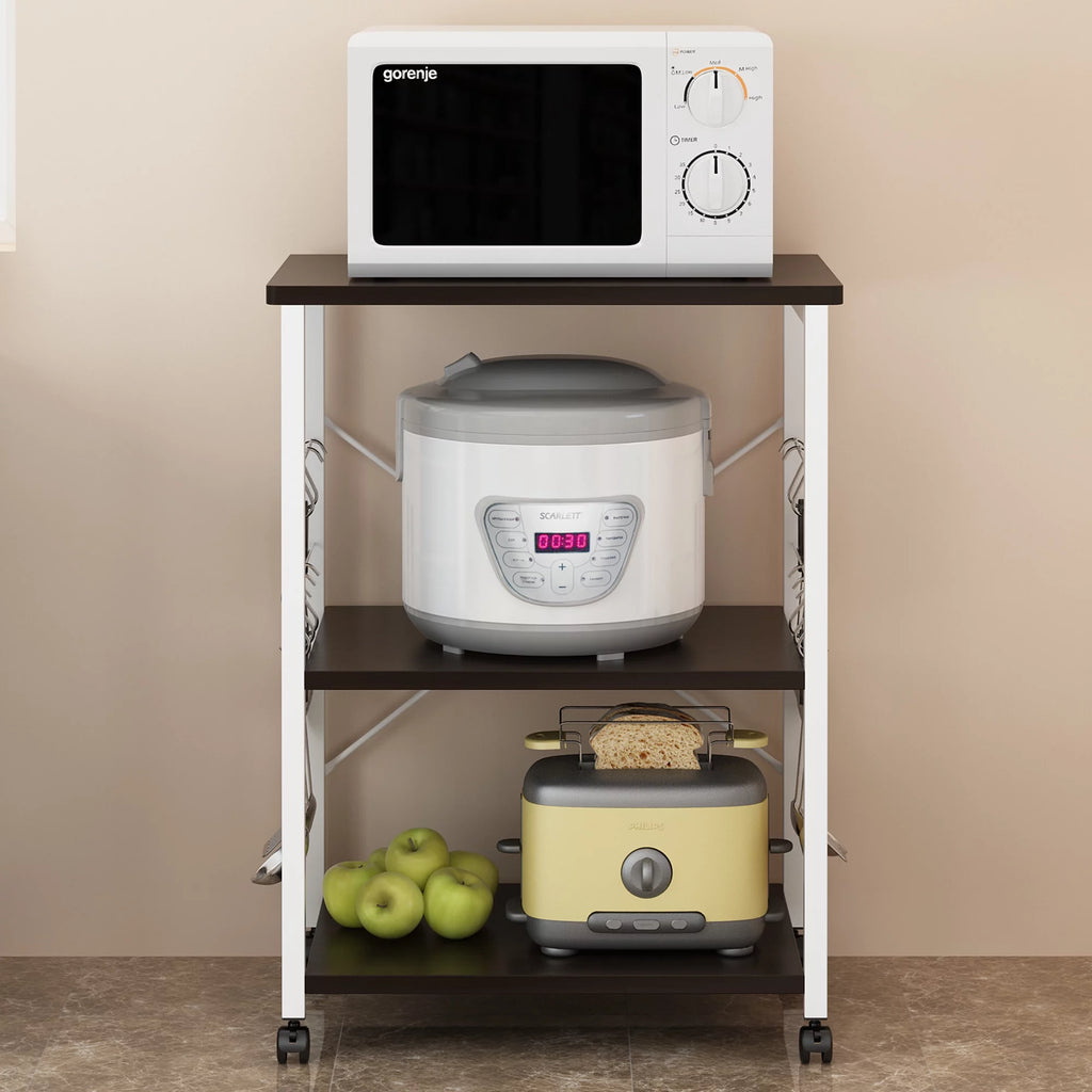 3-Tier Rolling Kitchen Cart with Microwave Stand Q384203