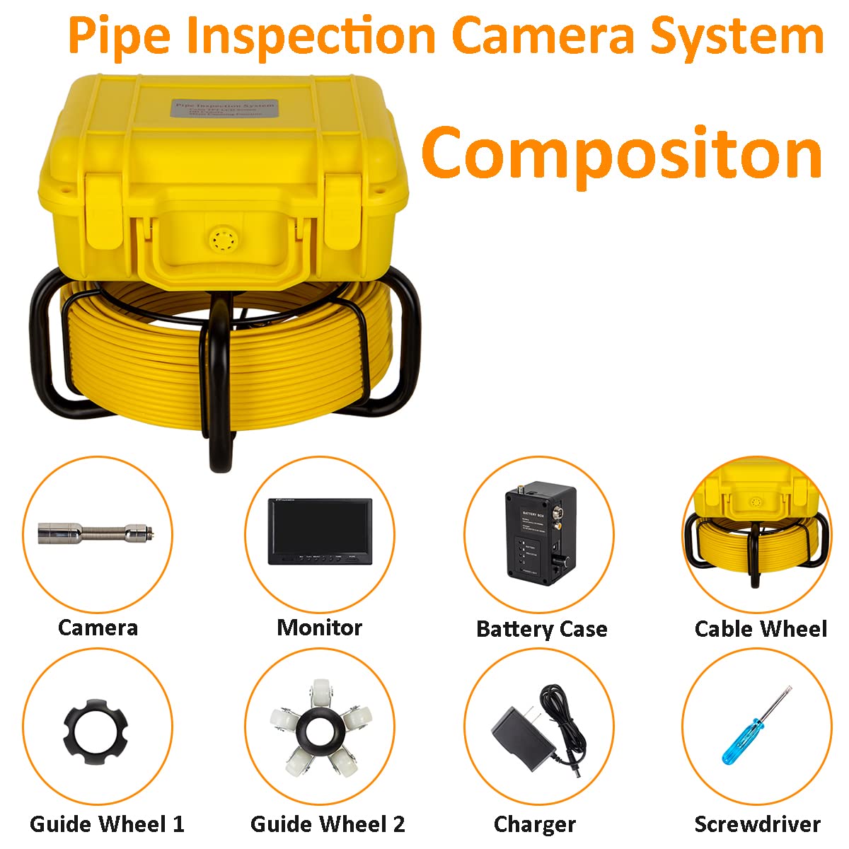 9" LCD Screen Pipe Inspection Camera with 16GB Card B295