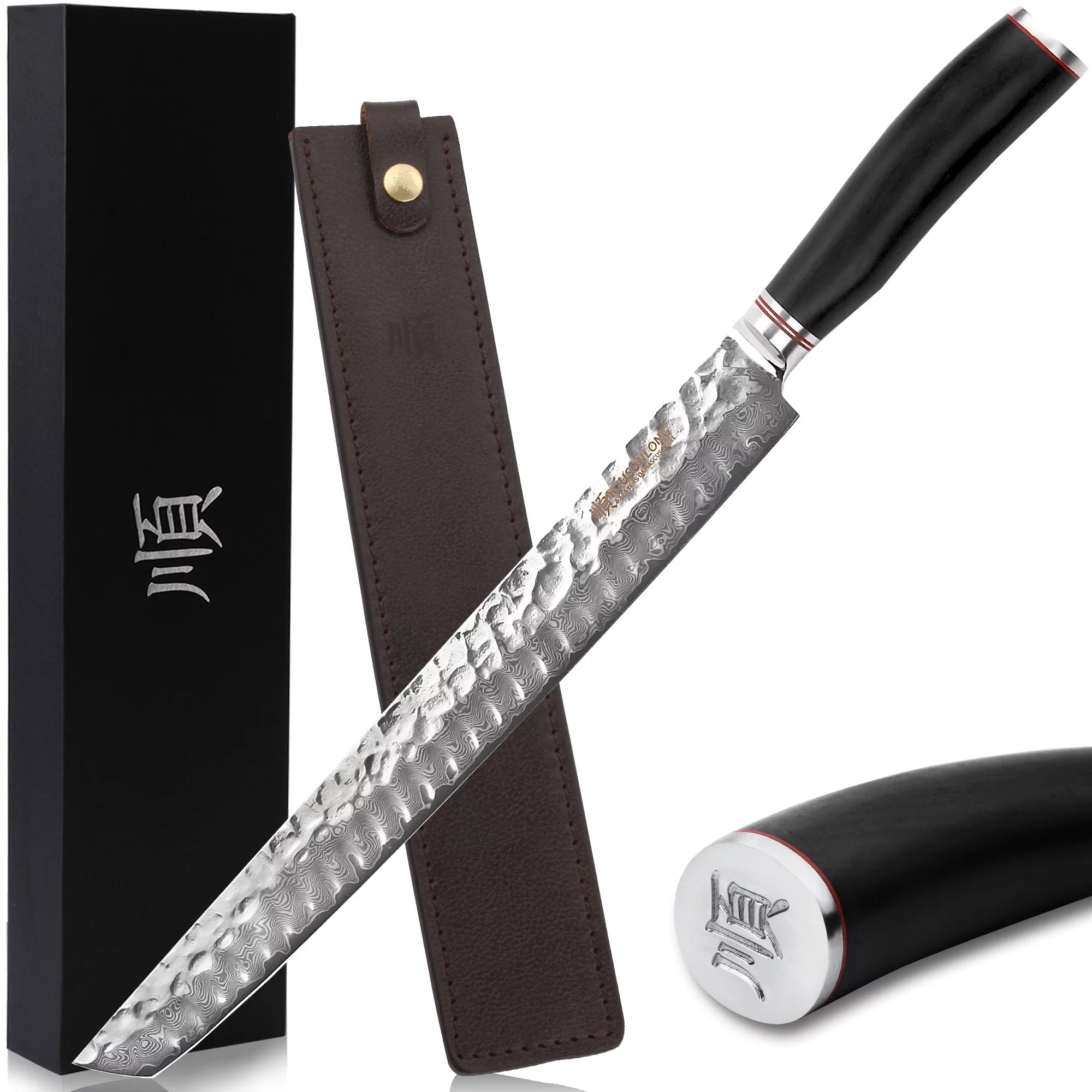 13 Inch Damascus Steel Fillet Knife with Leather Sheath V558920