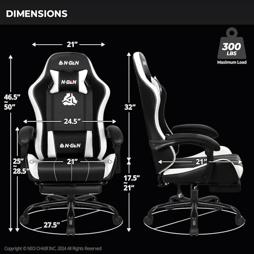 Black PU Leather High Back Ergonomic Video Gaming Chair with Footrest A404