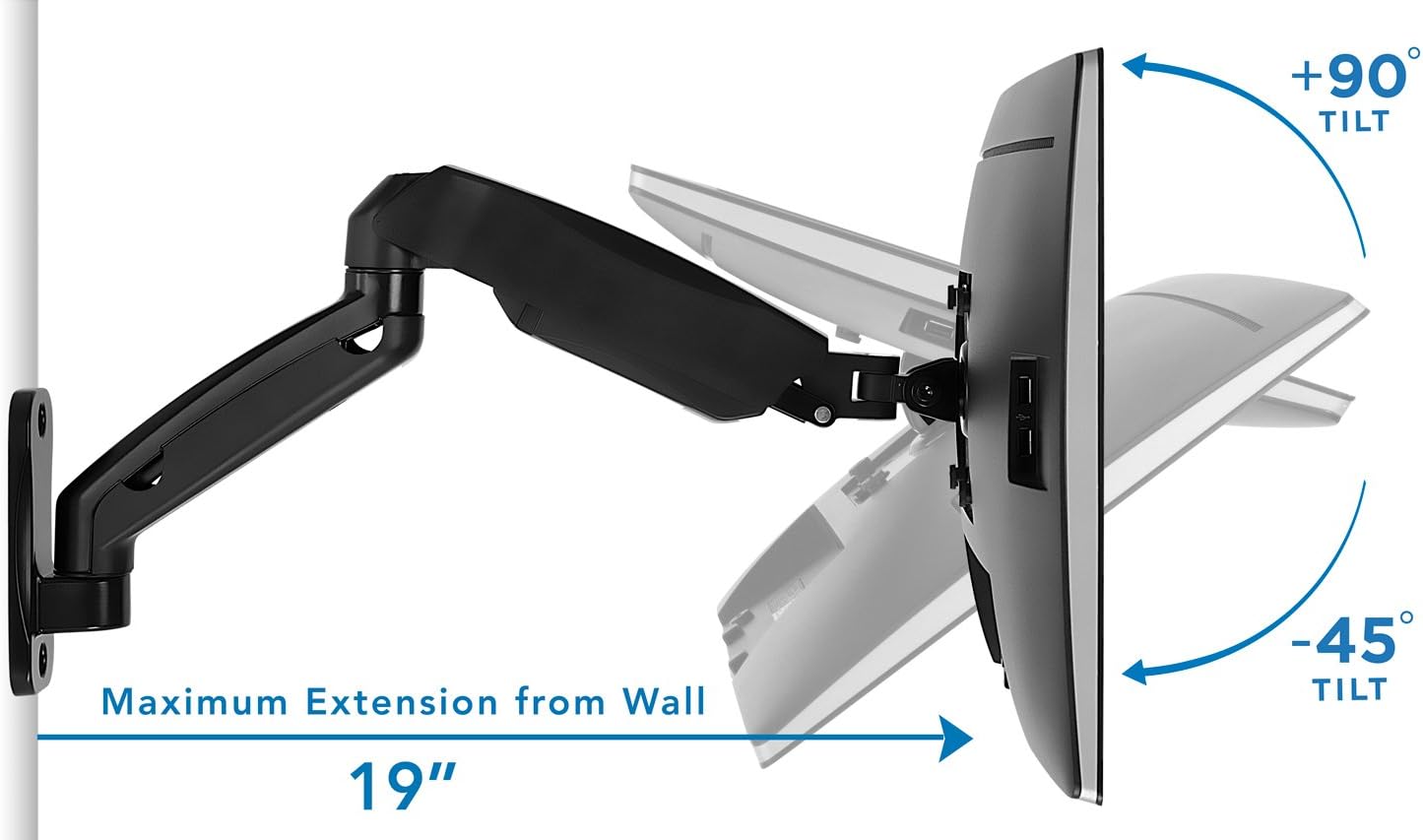 Full Motion Gas Spring Monitor Wall Mount Arm for 13-32 Inch Screens U355