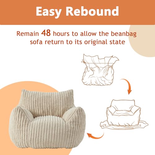 Plush Fluffy Bean Bag Chair with Armrests S4902