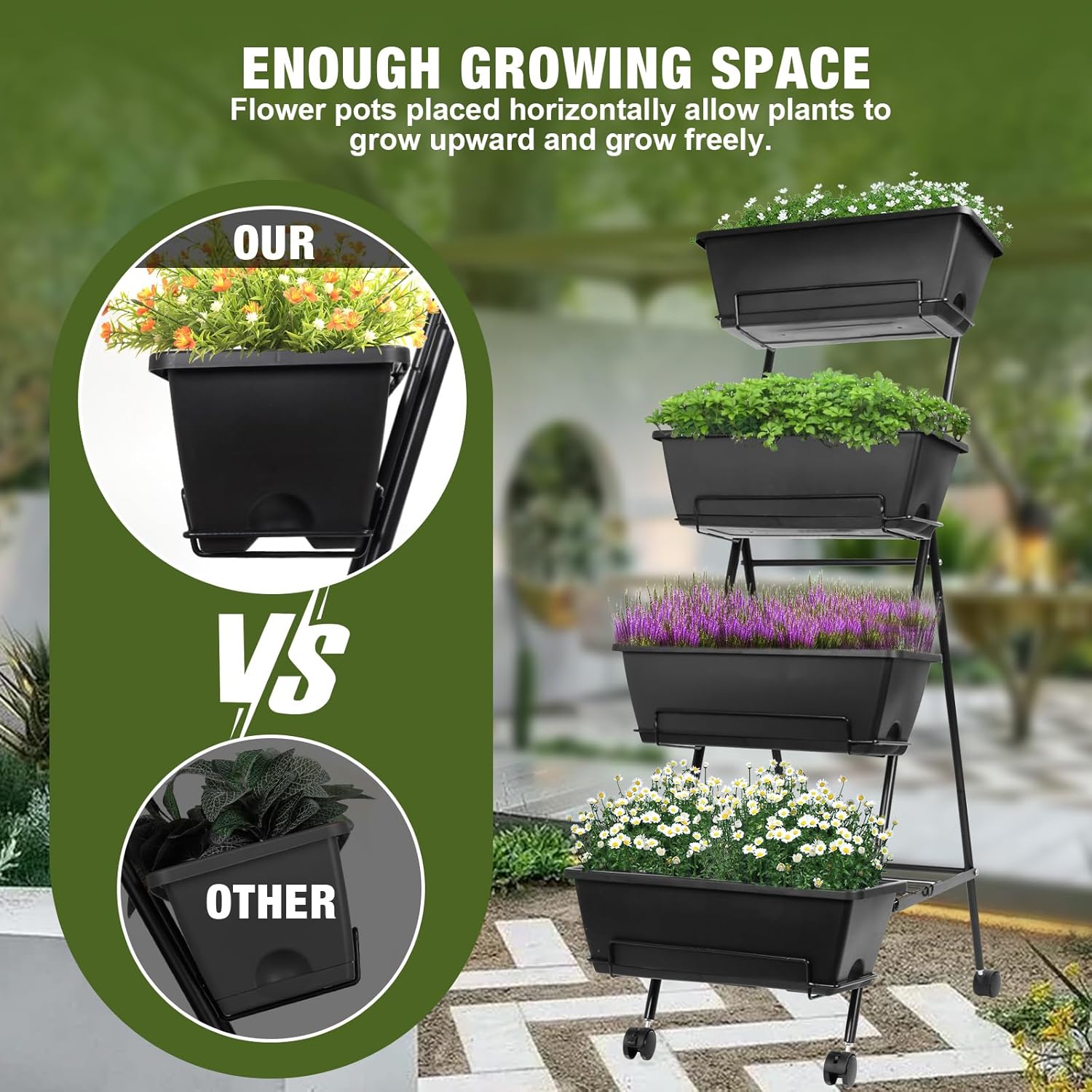 4 Tier Raised Garden Bed with Wheels G194806