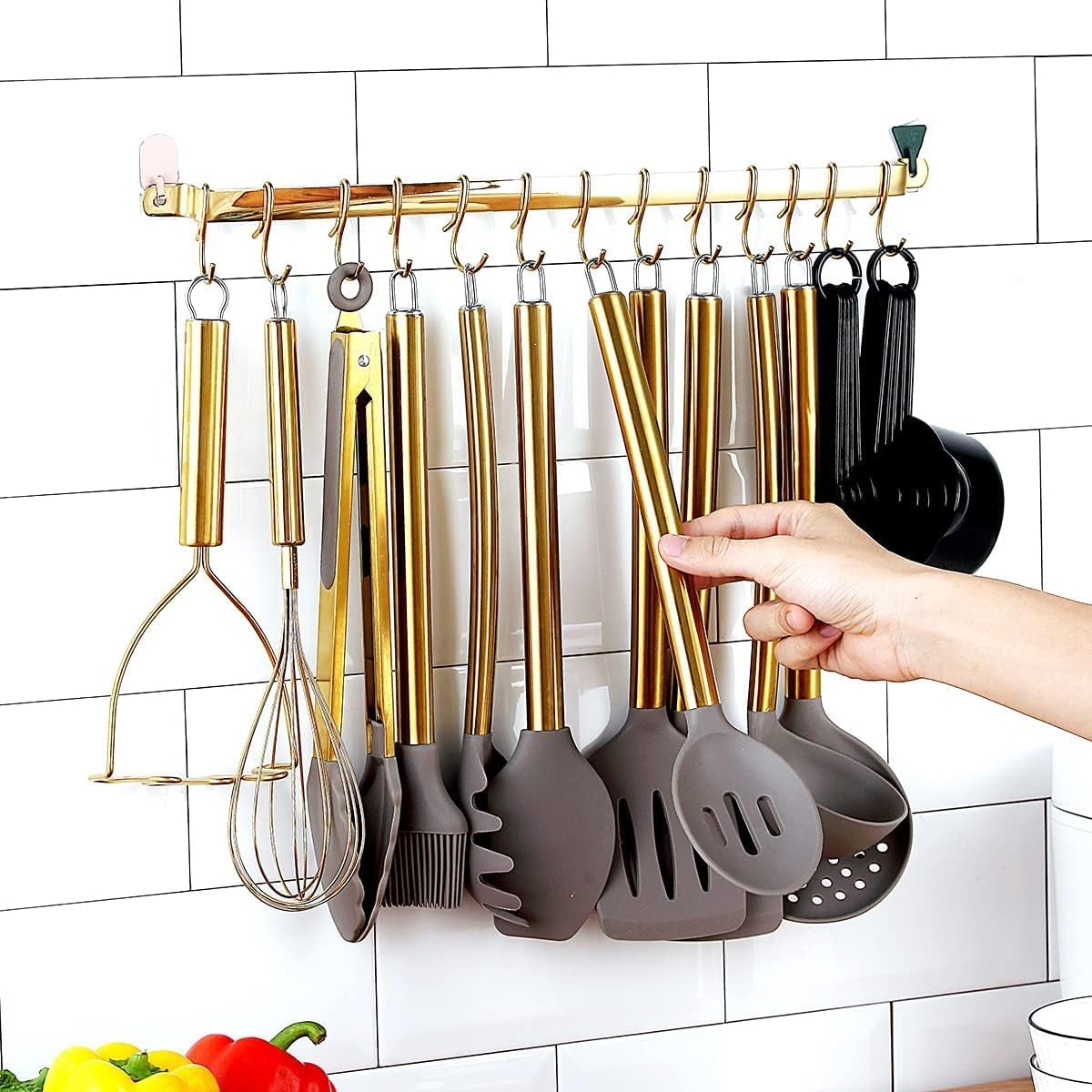 38 Piece Silicone Non-Stick Kitchen Utensils Set with Utensil Rack W832