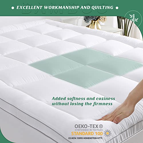 Twin XL Size Cooling Mattress Pad Cover Rayon from Bamboo Quilted Fitted Mattress Topper with 19 Inches Deep Pocket N2184