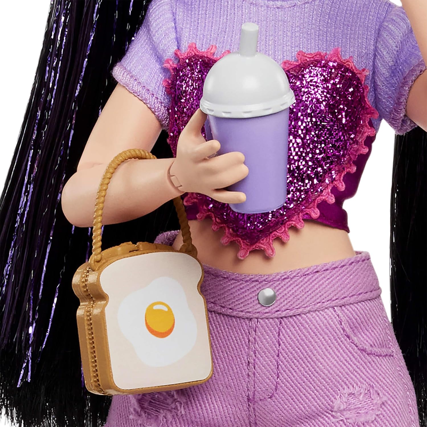 Renee Posable Fashion Doll with Long Black Hair, 11 Pieces G182264