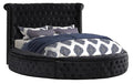 Circle Velvet Tufted Upholstered Platform Storage Bed (Cream, California King) U396