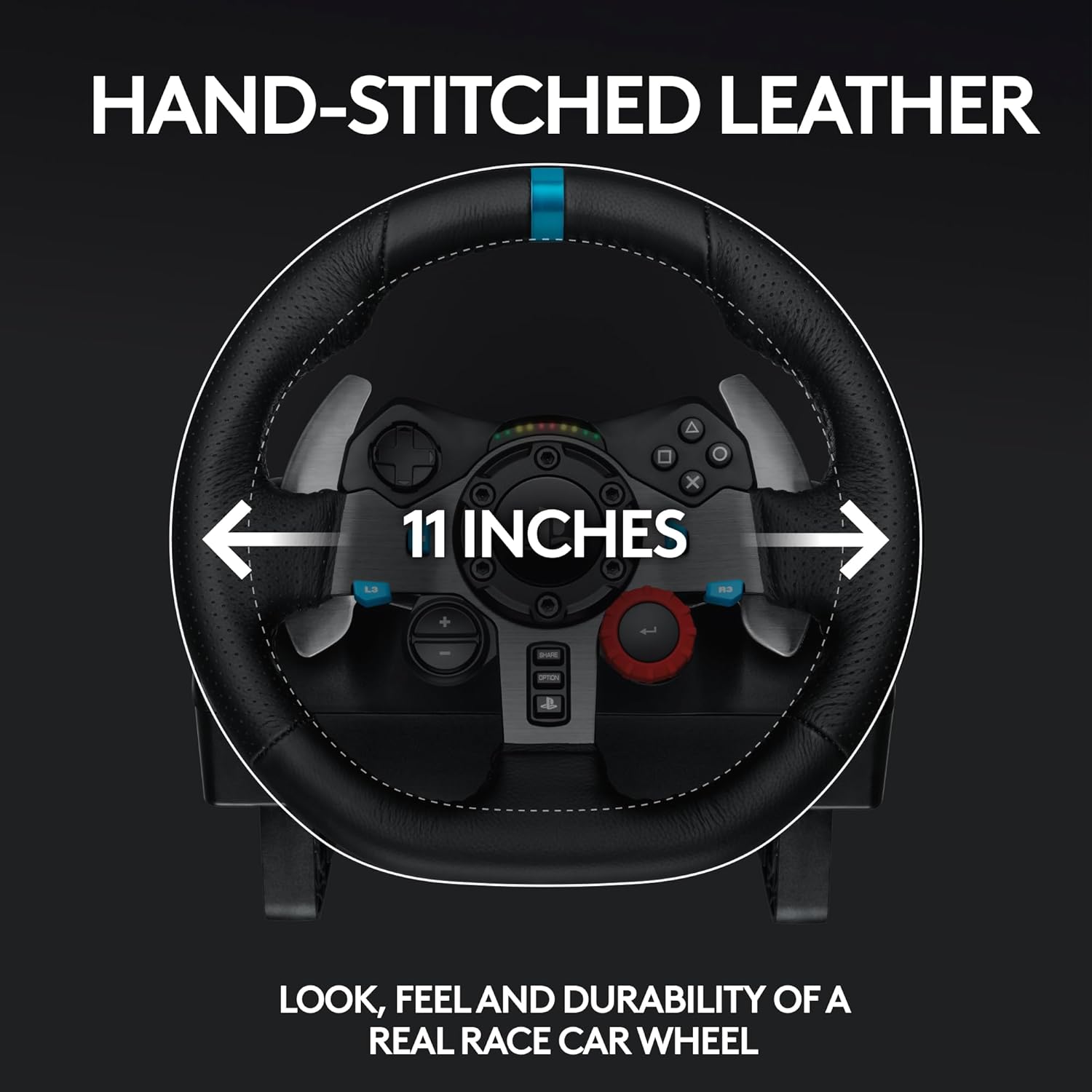 Black Leather Steering Wheel with Floor Pedals I175499