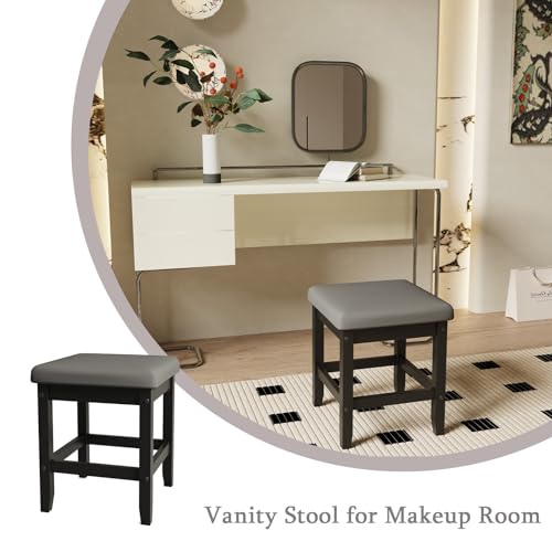 White Vanity Stool with Storage F374