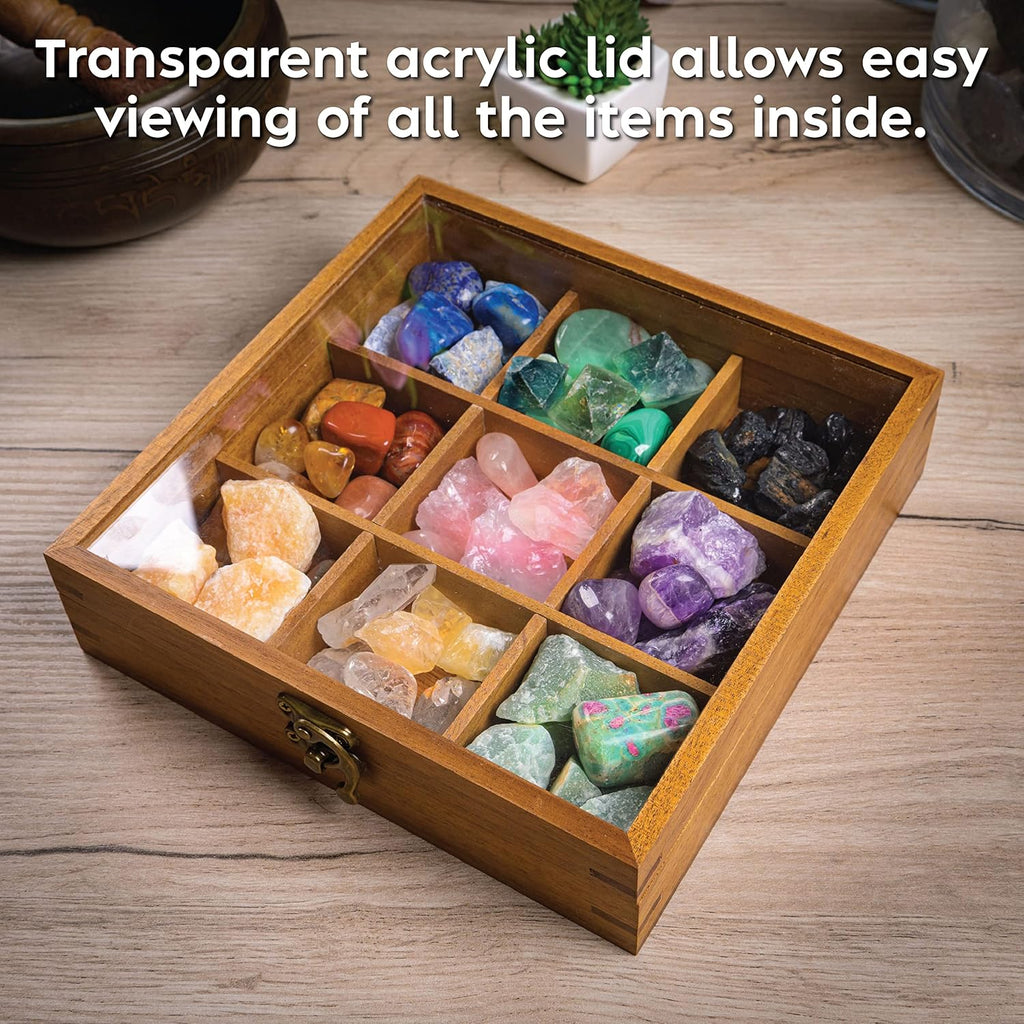 9 Grid Crystal Display Case with Acrylic Lid L81701