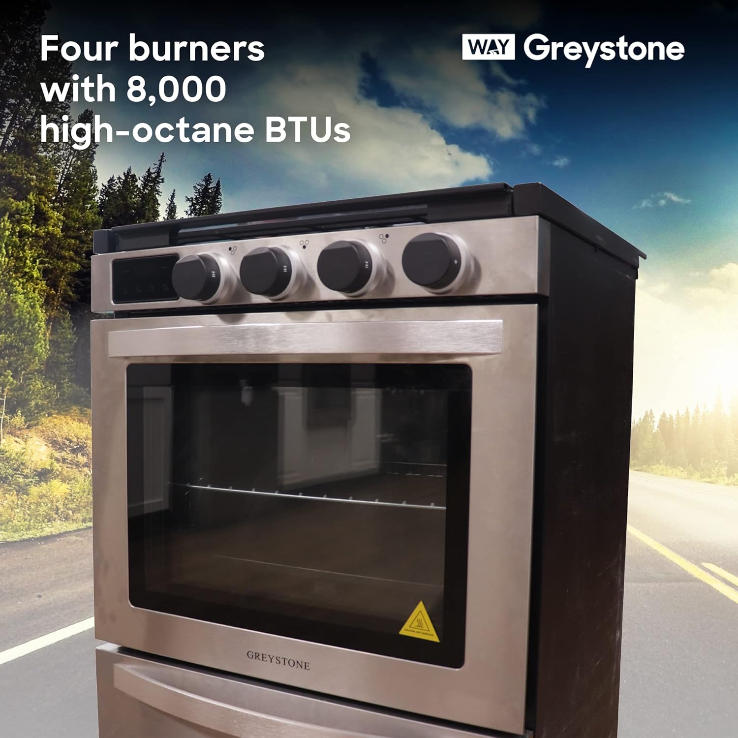 21 Inch Freestanding RV Gas Range Stove and Oven Combo 3 Burners Stainless Steel K52902