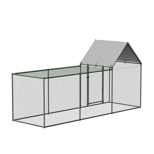 Large Metal Chicken Coop with Waterproof and Anti-UV Cover, 10' W x 3.3' D x 5' H D843