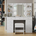 White 11 Drawer Vanity Desk with Lighted Mirror W1800