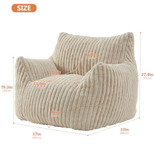 Plush Fluffy Bean Bag Chair with Armrests S4902