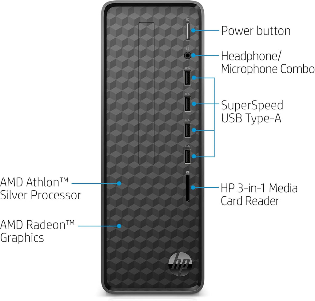 Slim Desktop, AMD Athlon Silver 3050U, 4GB RAM, 256 GB SSD, Windows 10 Home, Jet Black R576