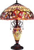 Dark Bronze 3 Light Double Lit Table Lamp 16" Shade U2118