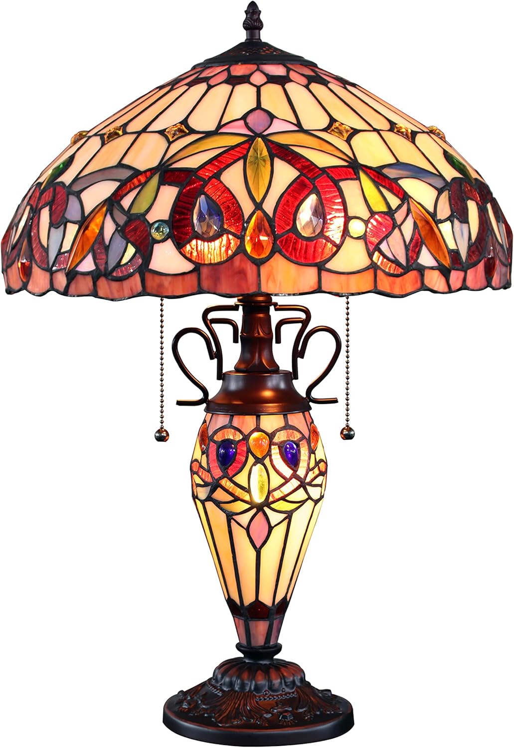 Dark Bronze 3 Light Double Lit Table Lamp 16" Shade U2118
