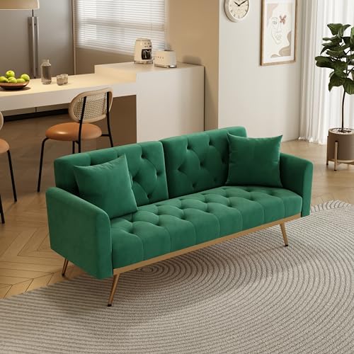 Green Velvet Convertible Sofa Bed S9056