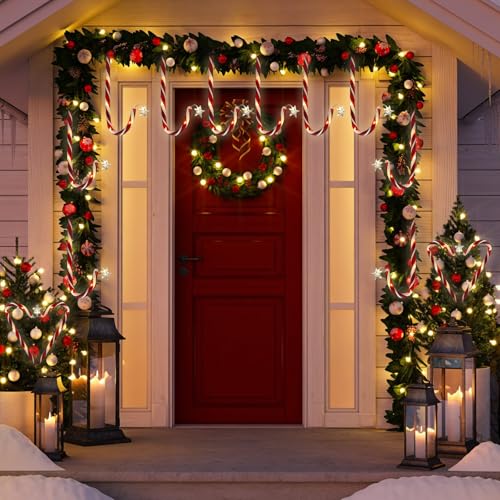 10 Pcs Solar Candy Cane Lights with 100 Led Lights F51485