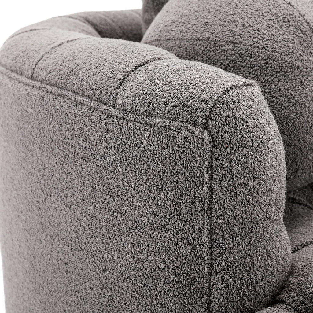Oversized Chenille Tufted Accent Barrel Chair with 3 Pillows B563569