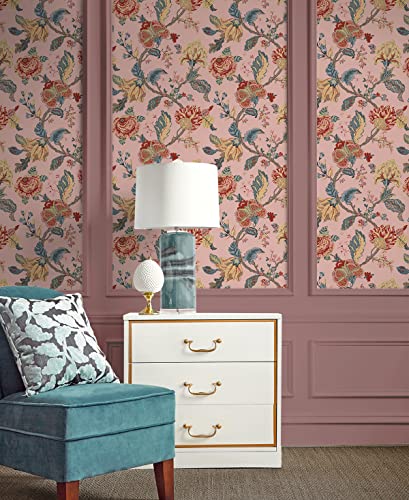 Victorian Jade Floral Prepasted Wallpaper Q905