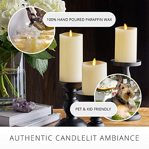 Set of 3 LED Pillar Candles with Remote (Ivory) D30205