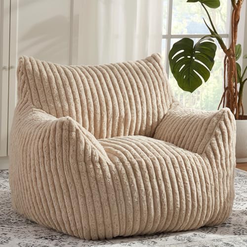 Plush Fluffy Bean Bag Chair with Armrests S4902