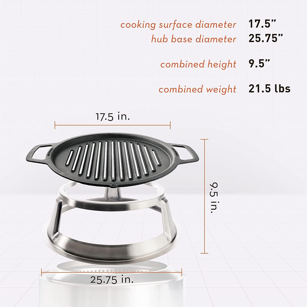 Cast Iron Cooktop with Stainless Steel Hub, 21.5lbs, 17.5 Diameter Y8623