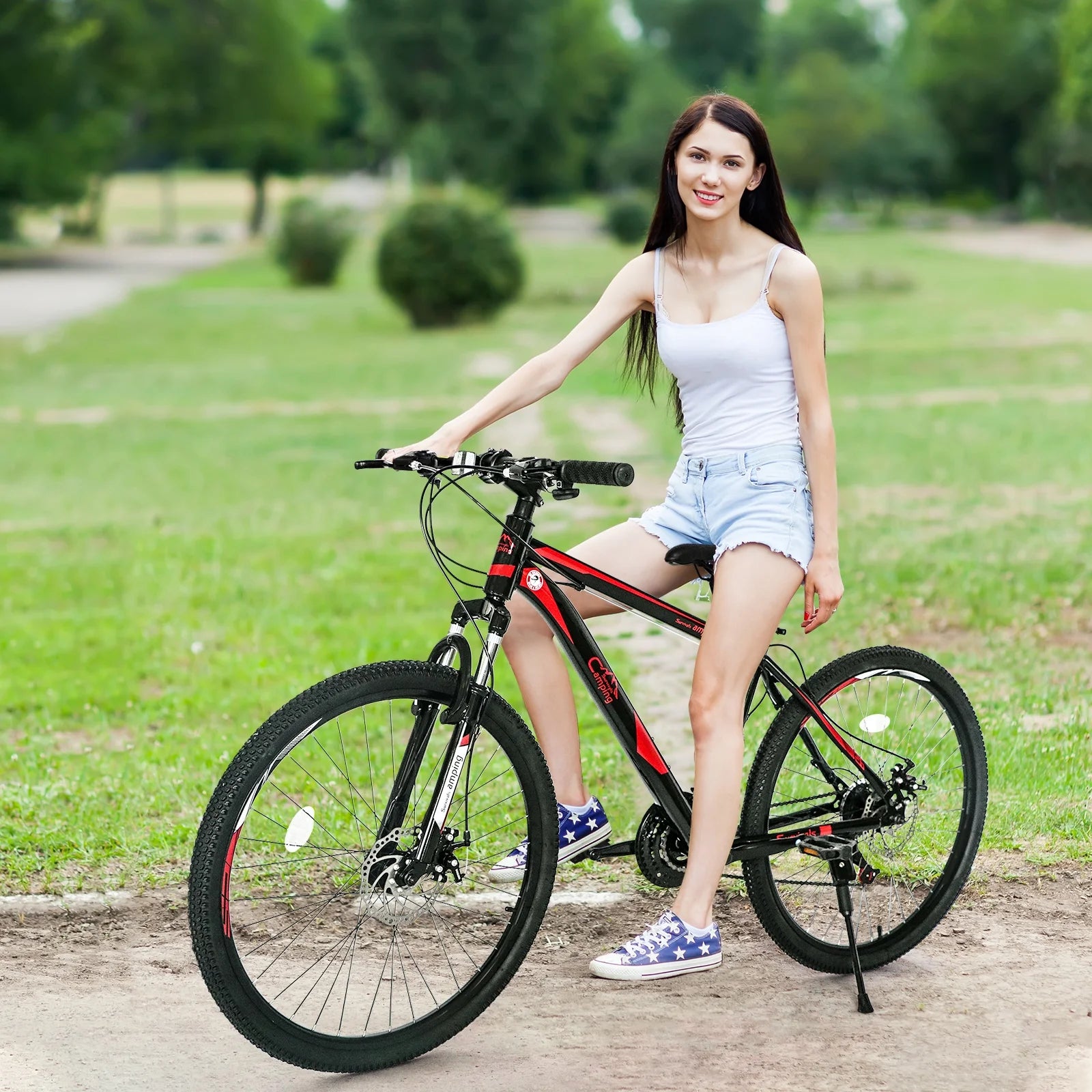 21 Speed 26" Wheel Steel Frame Mountain Bike, Black/Red G83002