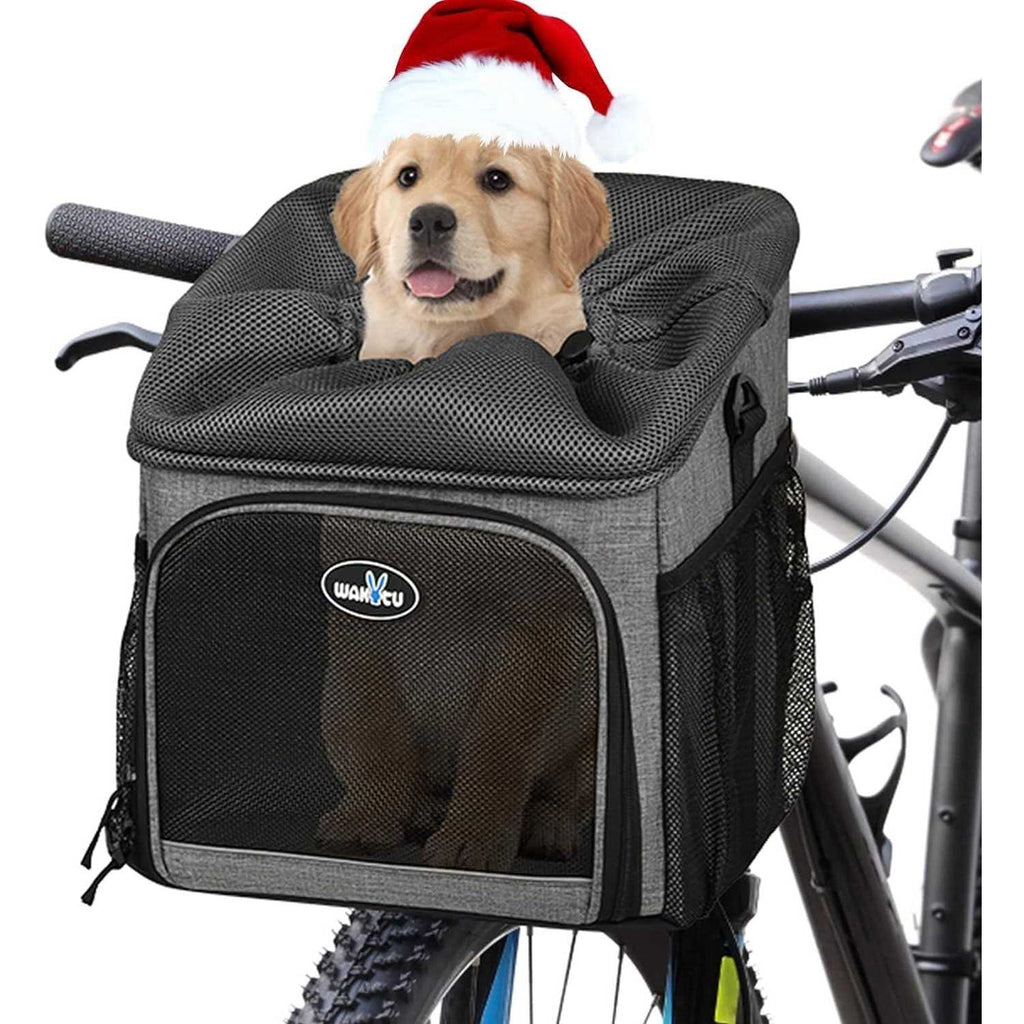 Dog Bike Basket Carrier Pet Bicycle Front Carrier Foldable Removable T379