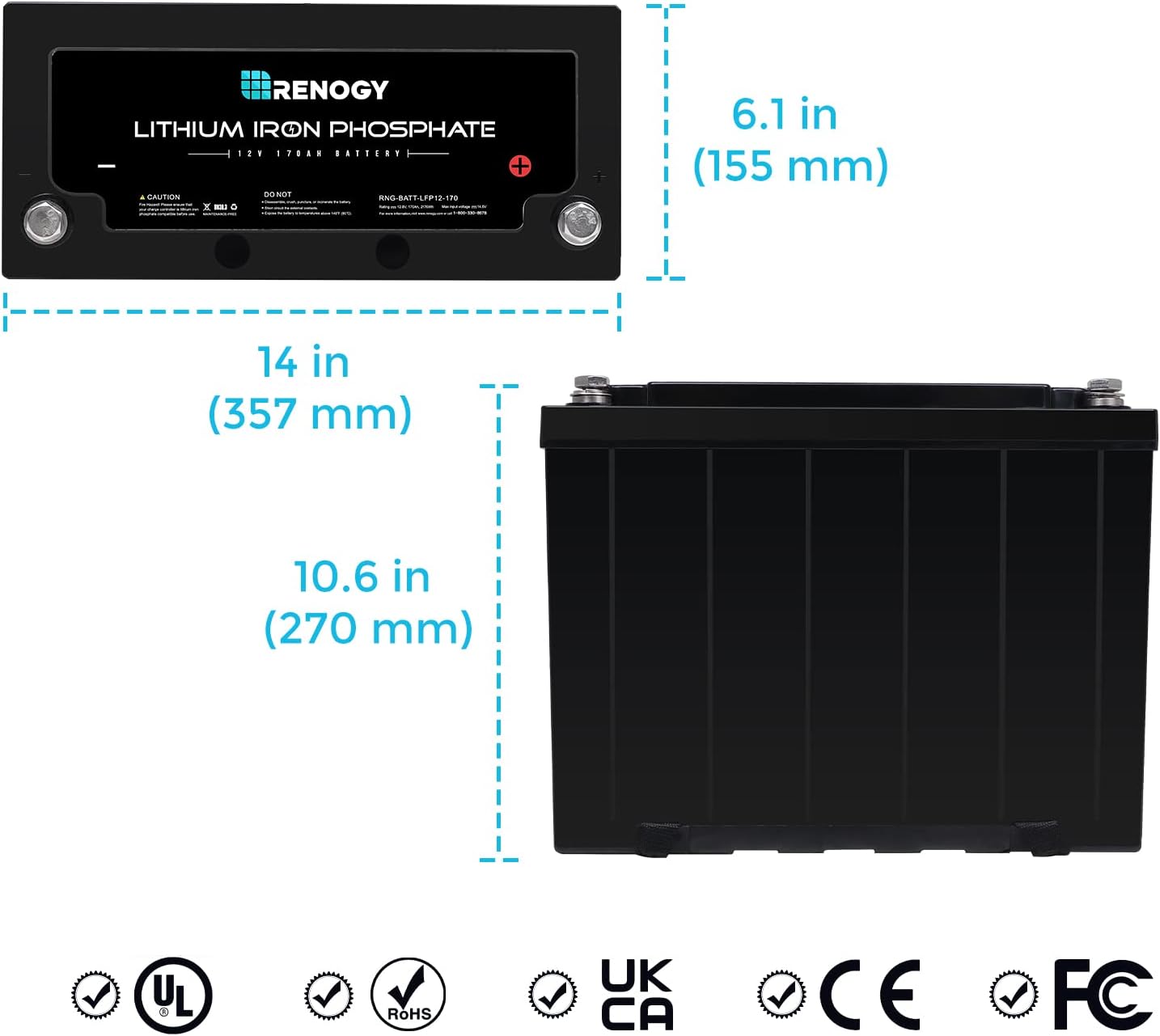 12 Volt 170AH Lithium-Iron Phosphate Deep Cycle Battery L20291
