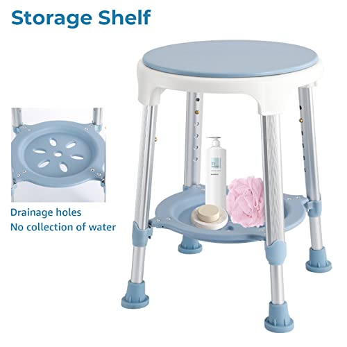 Adjustable Round Shower Seat with 5 Adjustable Heights 19''-21'' Load 350LB R4008