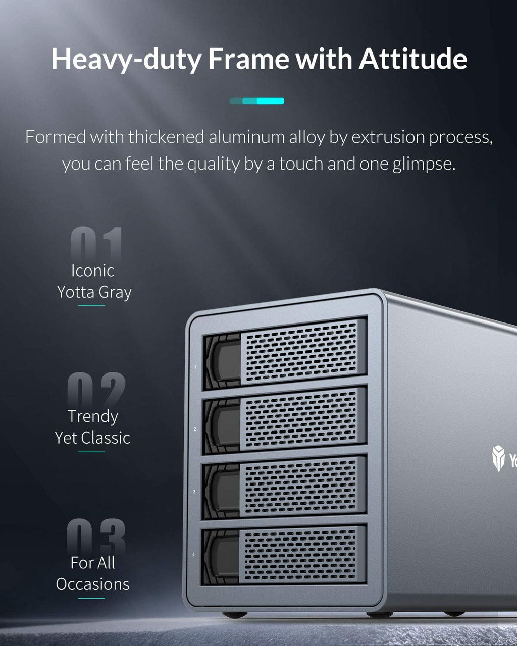 4 Bay Hard Drive Enclosure Aluminum Alloy USB3.0 to SATA3.0 External HDD SSD Storage Enclosure V5408