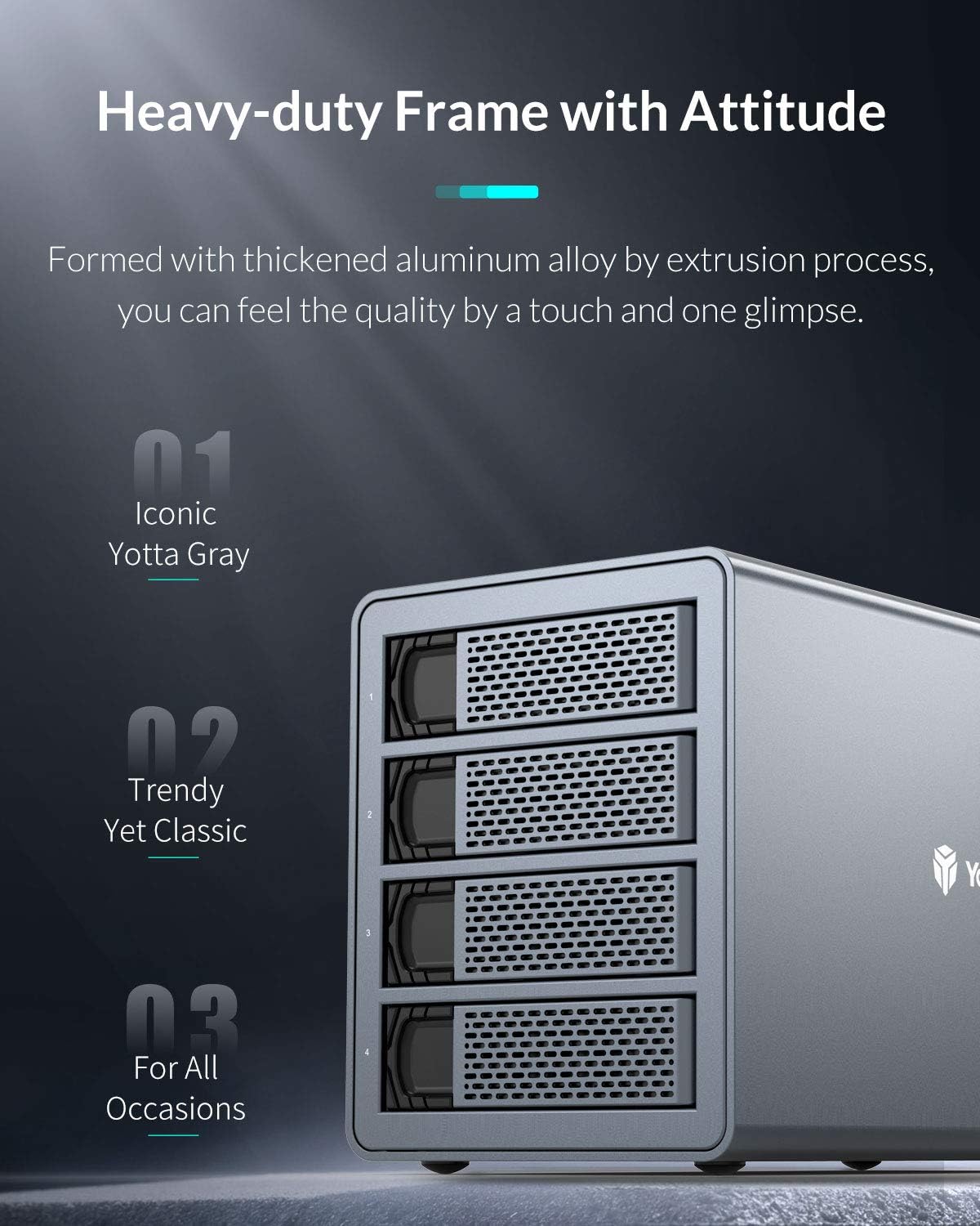 4 Bay Hard Drive Enclosure Aluminum Alloy USB3.0 to SATA3.0 External HDD SSD Storage Enclosure V5408