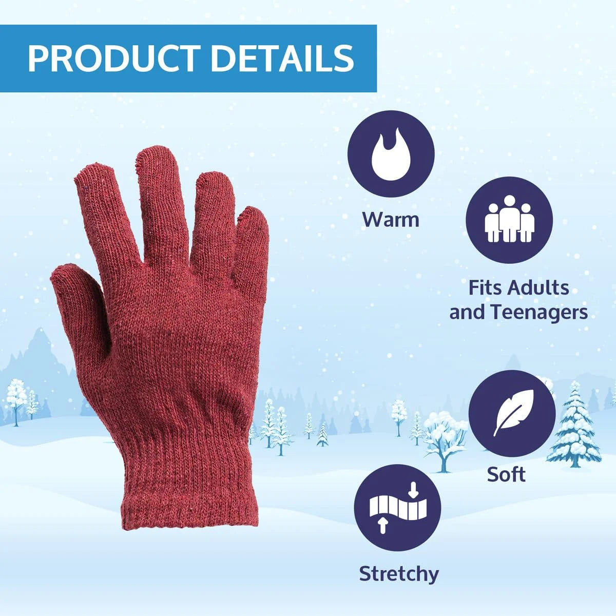 48 Pack Winter Thermal Beanies Skull Caps Thermal Gloves W977