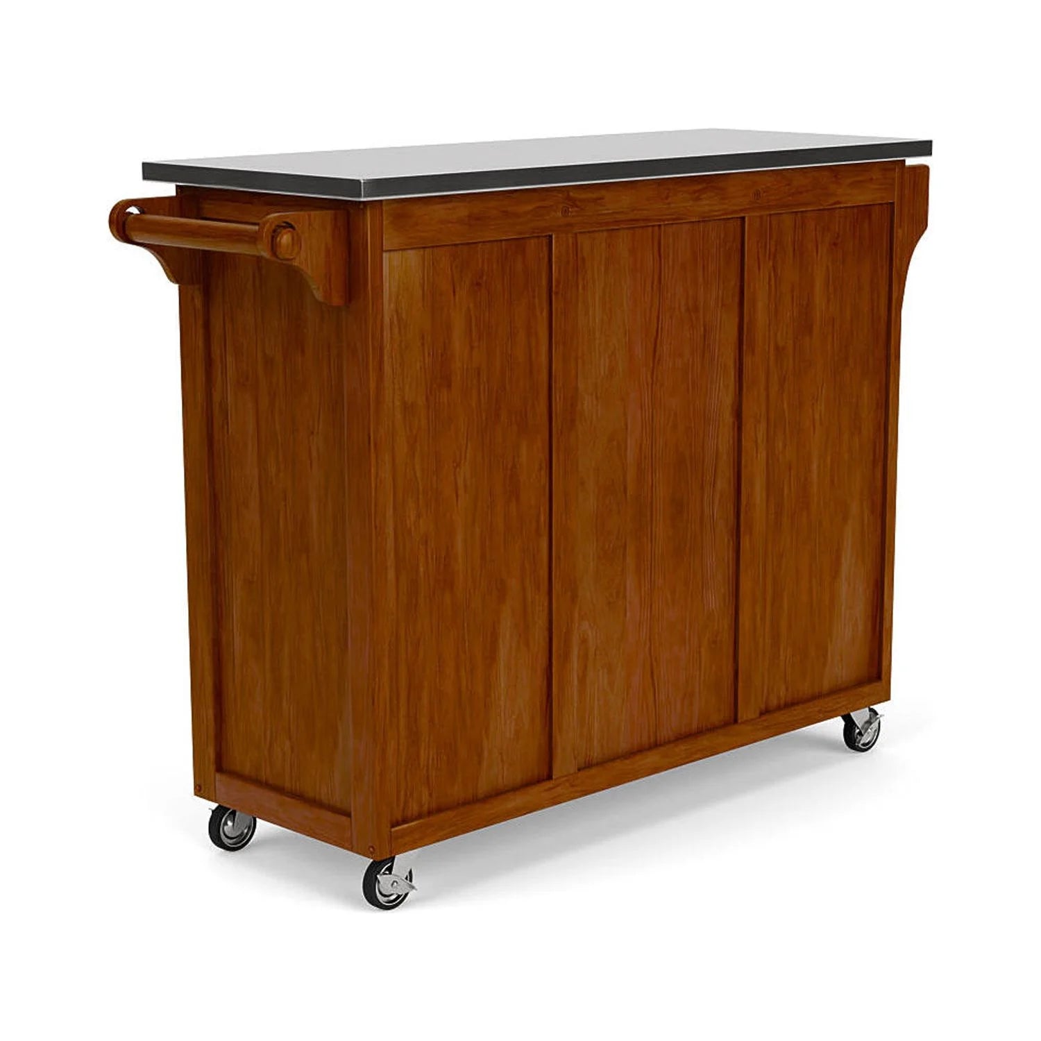 Solid Wood Kitchen Cart with Cherry Stainless Steel Top A8696
